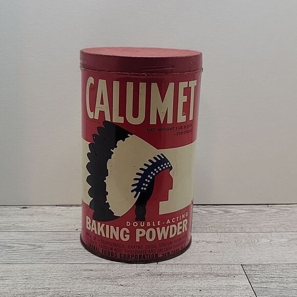 Calumet Baking Powder Lithograph Tin Vintage Advertising Decor Farmhouse Rustic - Picture 1 of 8